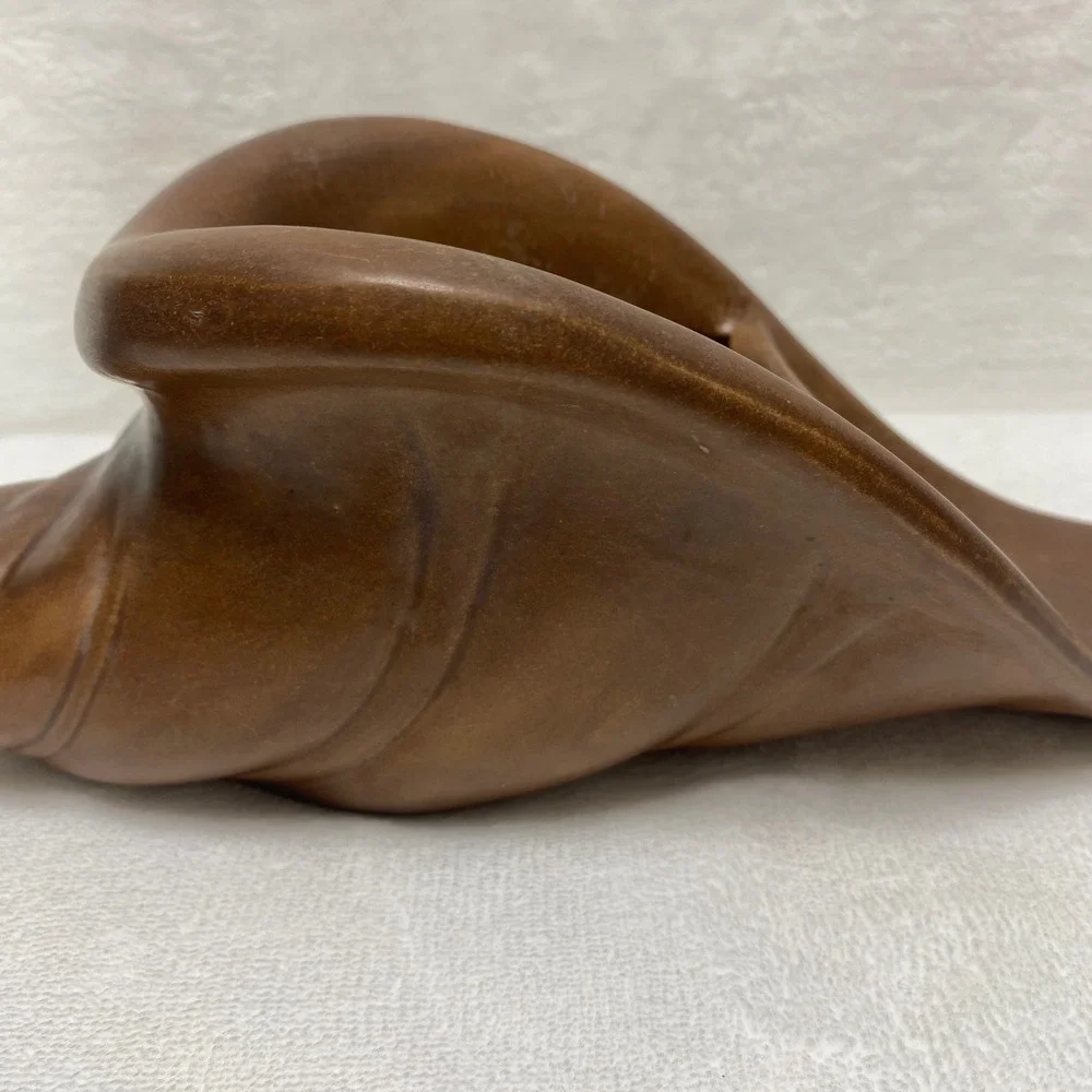 VTG Brown Ceramic Cornucopia Horn of Plenty‎ Vase Planter Table Decor D475